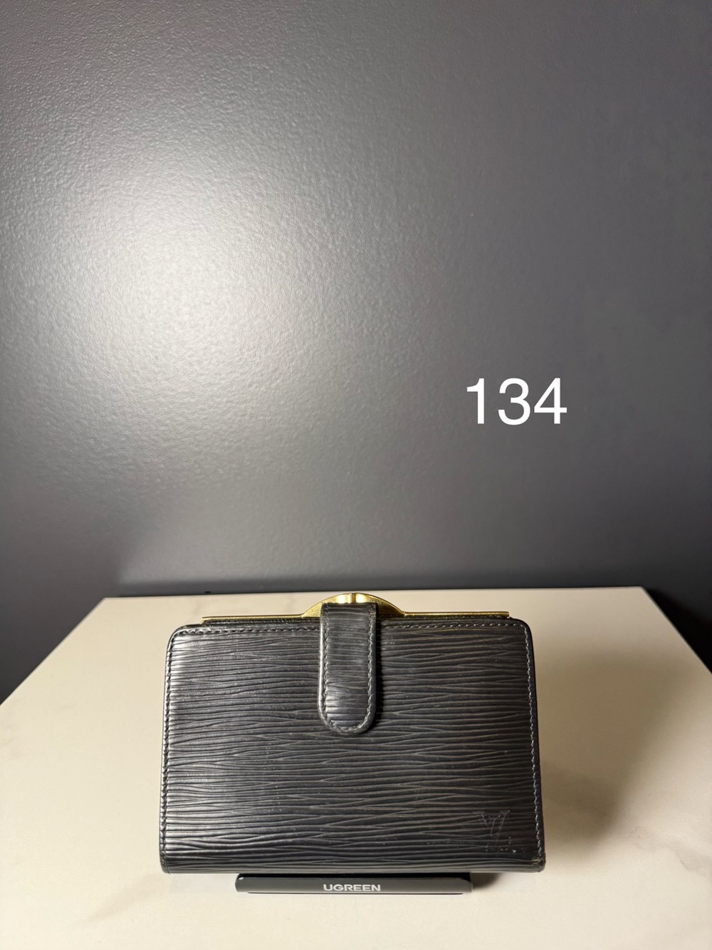Louis Vuitton Black Textured Epi Leather Wallet with Gold Hardware
